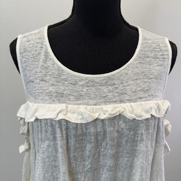 Anthropologie Meadow Rue 100% Linen Top Medium Cream Romantic - Picture 2 of 7